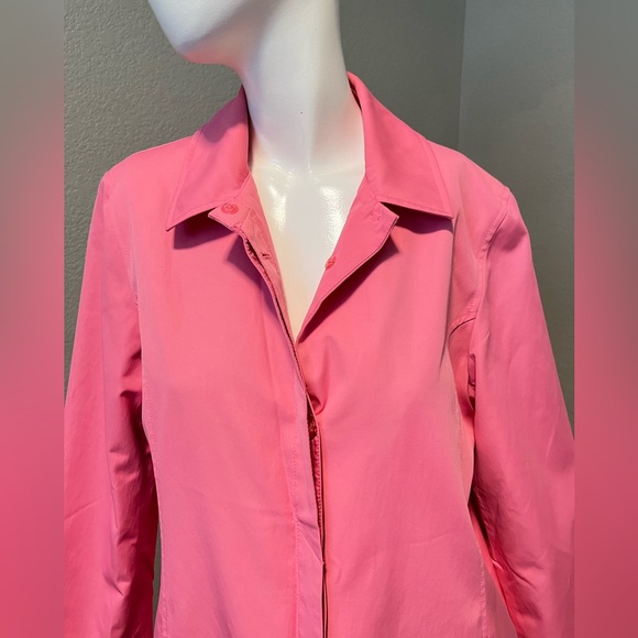 Jones New York Women’s Vibrant Pink Trench Rain Coat Single Breast  Size M - Picture 2 of 15